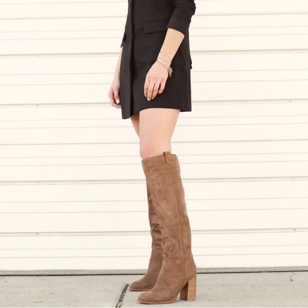 Mi.iM Tan Heeled Boots with Block Heel